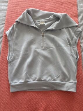 Varley Light Blue Sleeveless Half-Zip Hoodie